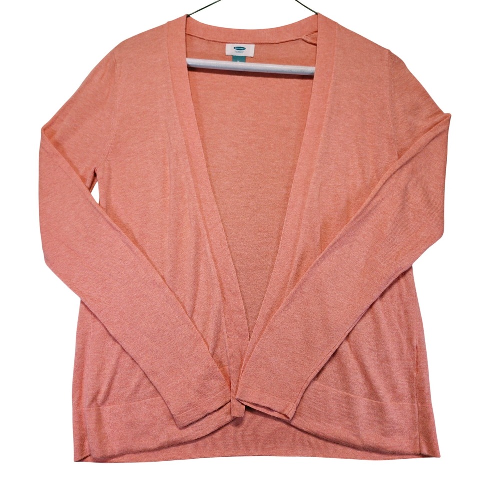 Old Navy Womens Medium Coral Orange Open Front Lightweight Knit Cardigan Sweater